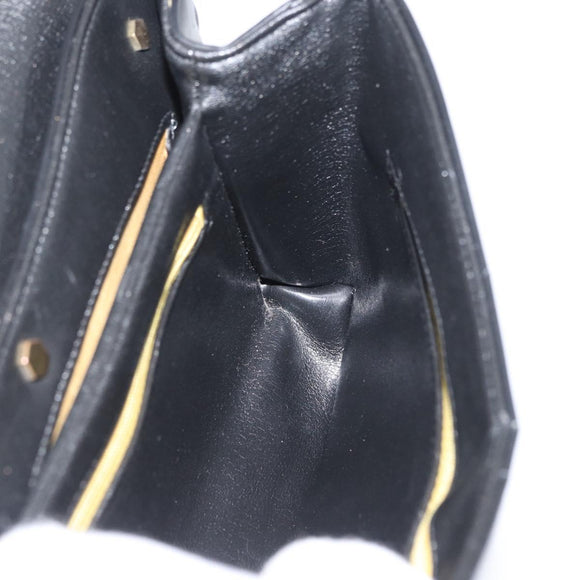 Christian Dior Shoulder Bag Calf Skin Black Gold Auth LNZ141