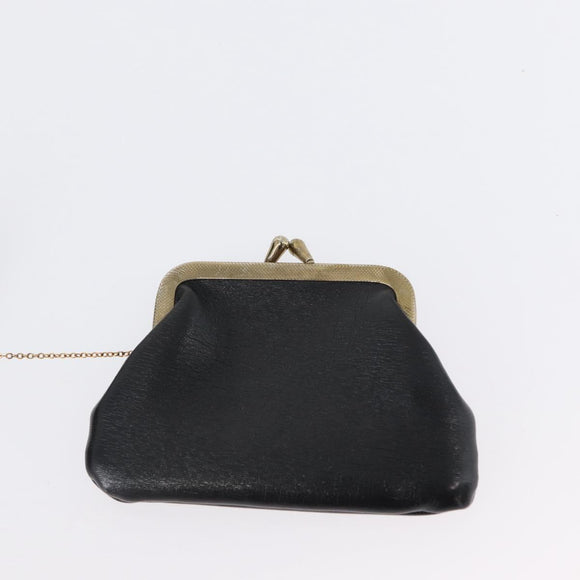 Christian Dior Shoulder Bag Calf Skin Black Gold Auth LNZ141