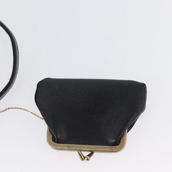 Christian Dior Shoulder Bag Calf Skin Black Gold Auth LNZ141
