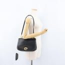 Christian Dior Shoulder Bag Calf Skin Black Gold Auth LNZ141-27