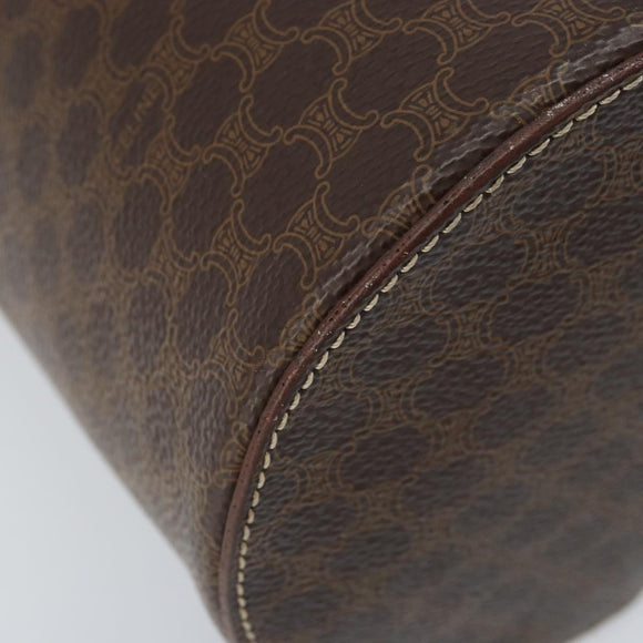 CELINE Macadam Canvas Shoulder Bag PVC Leather Brown Gold Auth LNZ142A