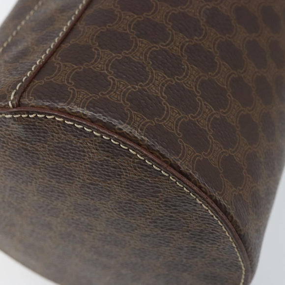 CELINE Macadam Canvas Shoulder Bag PVC Leather Brown Gold Auth LNZ142A