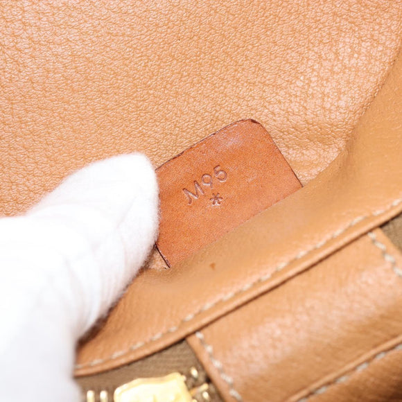 CELINE Macadam Canvas Shoulder Bag PVC Leather Brown Gold Auth LNZ142A