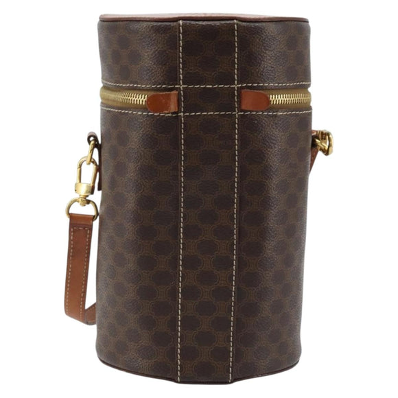 CELINE Macadam Canvas Shoulder Bag PVC Leather Brown Gold Auth LNZ142A