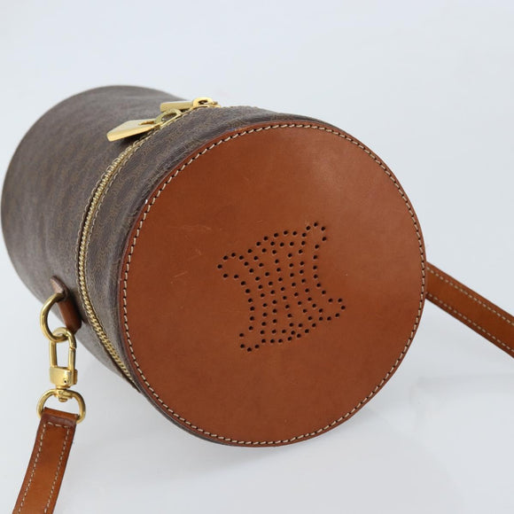 CELINE Macadam Canvas Shoulder Bag PVC Leather Brown Gold Auth LNZ142A