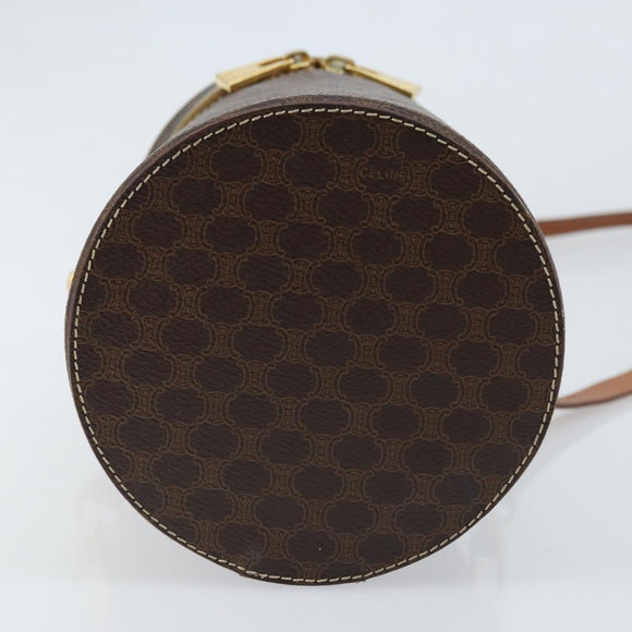 CELINE Macadam Canvas Shoulder Bag PVC Leather Brown Gold Auth LNZ142A