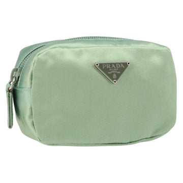 PRADA Pouch Satin Green Auth LNZ149A