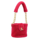 CHANEL Matelasse Chain Shoulder Bag fur Pink Gold CC Auth LNZ158SM-1