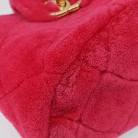 CHANEL Matelasse Chain Shoulder Bag fur Pink Gold CC Auth LNZ158SM