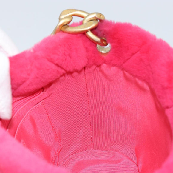 CHANEL Matelasse Chain Shoulder Bag fur Pink Gold CC Auth LNZ158SM