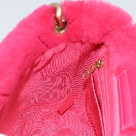CHANEL Matelasse Chain Shoulder Bag fur Pink Gold CC Auth LNZ158SM