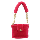 CHANEL Matelasse Chain Shoulder Bag fur Pink Gold CC Auth LNZ158SM-13