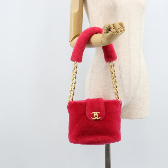 CHANEL Matelasse Chain Schoudertas bont Roze Goud CC Auth LNZ158SM
