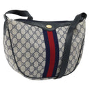 GUCCI GG Supreme Sherry Line Shoulder Bag PVC Navy Gold Auth LNZ160-1