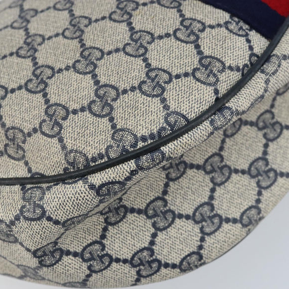 GUCCI GG Supreme Sherry Line Shoulder Bag PVC Navy Gold Auth LNZ160