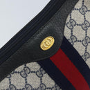 GUCCI GG Supreme Sherry Line Shoulder Bag PVC Navy Gold Auth LNZ160-17