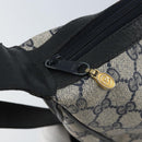 GUCCI GG Supreme Sherry Line Shoulder Bag PVC Navy Gold Auth LNZ160-10