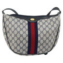 GUCCI GG Supreme Sherry Line Shoulder Bag PVC Navy Gold Auth LNZ160-13