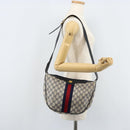 GUCCI GG Supreme Sherry Line Shoulder Bag PVC Navy Gold Auth LNZ160-23
