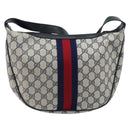 GUCCI GG Supreme Sherry Line Shoulder Bag PVC Navy Gold Auth LNZ160-2