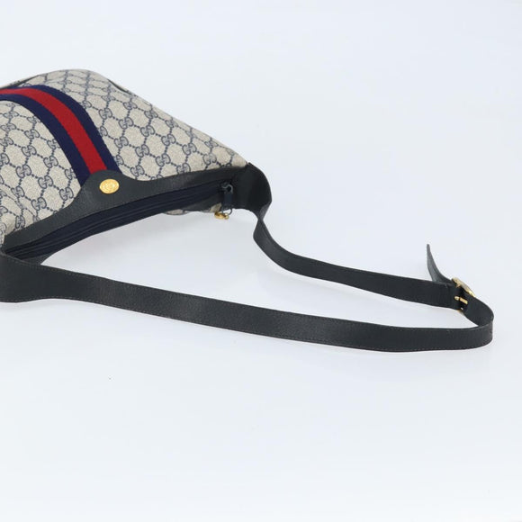 GUCCI GG Supreme Sherry Line Shoulder Bag PVC Navy Gold Auth LNZ160