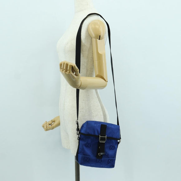 GUCCI GG Canvas Schoudertas Blauw 643858 Auth LNZ169M