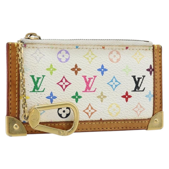 LOUIS VUITTON Monogram Multicolor Pochette Cles Purse White M92655 Auth LNZ175