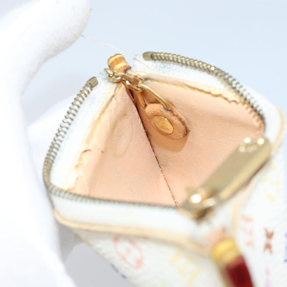 LOUIS VUITTON Monogram Multicolor Pochette Cles Purse White M92655 Auth LNZ175