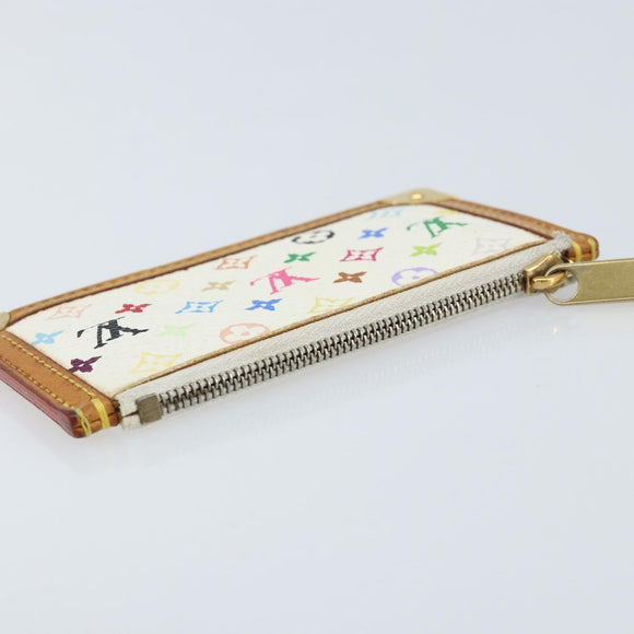 LOUIS VUITTON Monogram Multicolor Pochette Cles Purse White M92655 Auth LNZ175