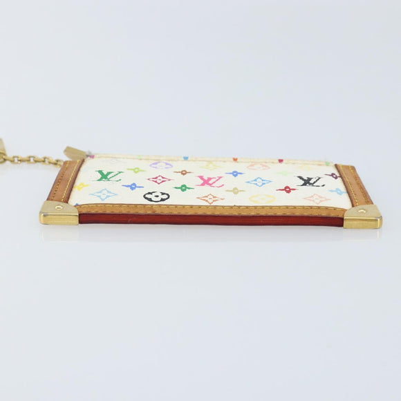 LOUIS VUITTON Monogram Multicolor Pochette Cles Purse White M92655 Auth LNZ175