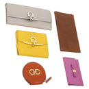 Salvatore Ferragamo Valla Gancini Leather 5 Set Pink Brown yellow Auth LNZ180-1