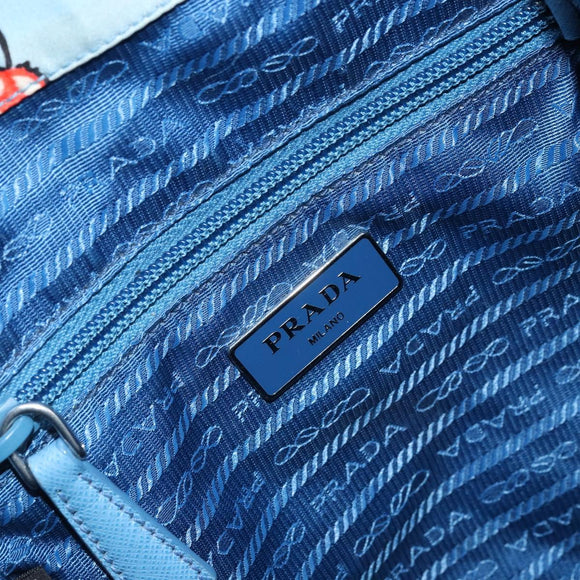 PRADA Rugzak Nylon Lichtblauw Zilver Auth LNZ196A