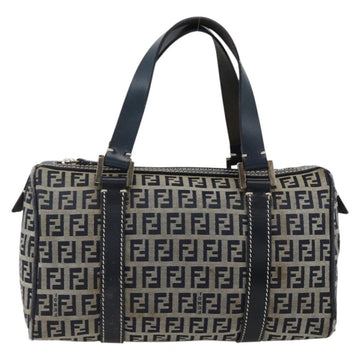 FENDI Zucchino Canvas Hand Bag Navy Silver Auth LNZ205 - 0