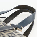 FENDI Zucchino Canvas Hand Bag Navy Silver Auth LNZ205-8