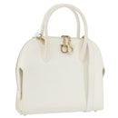 Salvatore Ferragamo Gancini Hand Bag Leather 2way White Gold Auth LNZ206-1