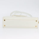 Salvatore Ferragamo Gancini Hand Bag Leather 2way White Gold Auth LNZ206-5