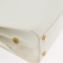 Salvatore Ferragamo Gancini Hand Bag Leather 2way White Gold Auth LNZ206-18
