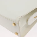 Salvatore Ferragamo Gancini Hand Bag Leather 2way White Gold Auth LNZ206-9