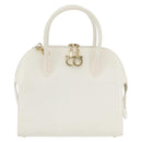 Salvatore Ferragamo Gancini Hand Bag Leather 2way White Gold Auth LNZ206-13
