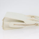 Salvatore Ferragamo Gancini Hand Bag Leather 2way White Gold Auth LNZ206-3