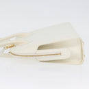 Salvatore Ferragamo Gancini Hand Bag Leather 2way White Gold Auth LNZ206-4