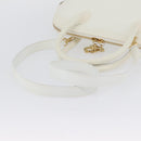 Salvatore Ferragamo Gancini Hand Bag Leather 2way White Gold Auth LNZ206-8