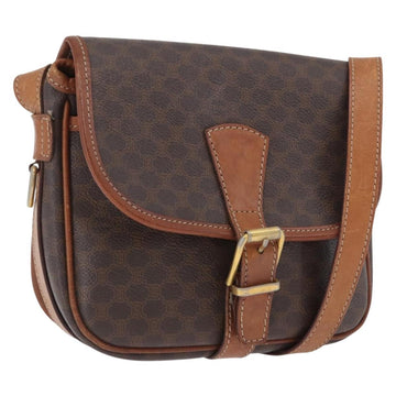 CELINE Macadam Canvas Shoulder Bag PVC Leather Brown Gold Auth LNZ209