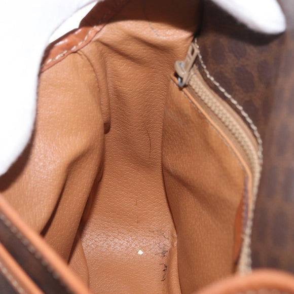 CELINE Macadam Canvas Shoulder Bag PVC Leather Brown Gold Auth LNZ209