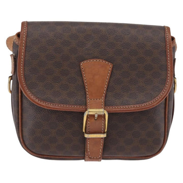 CELINE Macadam Canvas Shoulder Bag PVC Leather Brown Gold Auth LNZ209 - 0