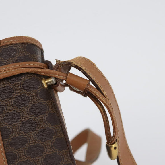 CELINE Macadam Canvas Shoulder Bag PVC Leather Brown Gold Auth LNZ210