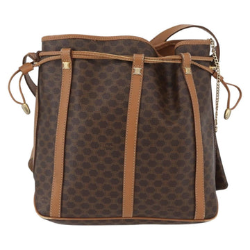 CELINE Macadam Canvas Shoulder Bag PVC Leather Brown Gold Auth LNZ210 - 0