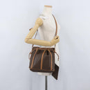 CELINE Macadam Canvas Shoulder Bag PVC Leather Brown Gold Auth LNZ210-23