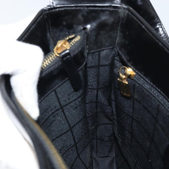 CELINE Shoulder Bag Leather Black Gold Auth LNZ211