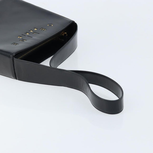 CELINE Shoulder Bag Leather Black Gold Auth LNZ211
